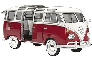 Revell 07399 Volkswagen VW T1 Samba Bus, Maßstab 1:24, 18,1cm originalgetreuer Modellbausatz für Fortgeschrittene, Automodell, Rot/Weiß