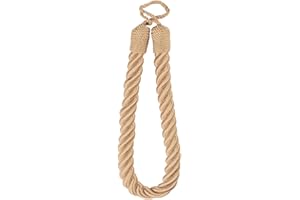 QPC Direct Twisted Cord Simple Plain Modern Thick Rope Curtain Tie Back, 60cm (Latte Beige)