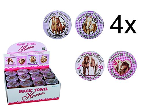 4x Magisches Handtuch Pferde - tolles Kindergeschenk, Tombolapreis, Give Away, Mitgebsel etc.