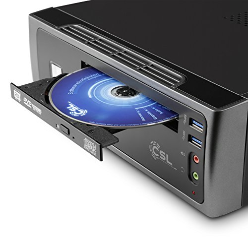 Mini-PC CSL Ultra Silent J3455-3 / Win 10 – Intel J3455 QuadCore-CPU 4x 1500 MHz, 240GB SSD, 8GB DDR3, Intel HD Graphics, DVD-RW, GigLAN, 7.1 Sound, USB 3.1 - 3