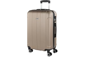 ITACA - Valigia Media da Viaggio Rigide. Trolley Medio con 4 Ruote. Materiale ABS Valigia Media Rigida in Offerta Resistente e Super Leggero - Valigia 20 kg Lucchetto TSA 771160, Champagne