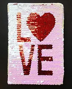 MSGH Magic Love Sequin Diary | A5 Size | Journal Reversible Glitter Office Notebook Notepad School Diary for Girls Adults Festival Birthday Gift
