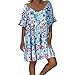 Produktbild Malloom Damen Loose Print Kurzarm Mini Langes Kleid Sommerkleid