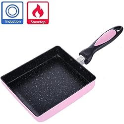 TAMUME Poêle pour Tamagoyaki et Poêle à Omelette, Rose Pied pour Cuisinière et Induction