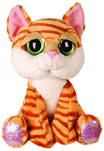 Suki Gifts Lil Peepers Fun Amber Orange Tabby Cat Plush Toy with Pink Sparkle Accents (Medium, Orange/Brown)