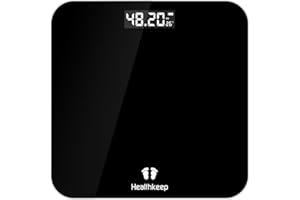 Healthkeep Balance Pese Personne Électronique, Pese Personnes de Haute Précision avec Affichage par LCD, Design Fin, poids Max. 180 kg/ 400lb Noir