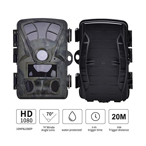 Preisvergleich Produktbild VBESTLIFE Jagdkamera 1080HD 16MP Weitwinkel 70 ° Wasserdichte Nachlaufkamera mit PIR-Überwachung Infrarot-Nachtsicht 20 Meter für Tierüberwachung und Forschung.