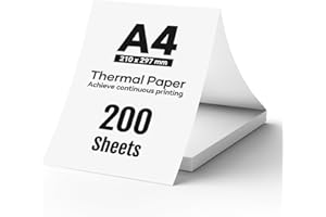 A4 Thermal Paper, 200 Sheets 210mm × 297mm Continuous Printing Paper, Compatible with iDPRT/HPRT/PRT MT610 Portable Thermal Printer or Thermal Document Printers
