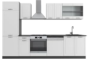 Vicco cucina componibile R-line, Bianco casa di campagna/antracite, 300 cm senza piano di lavoro