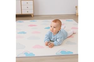 MIKMEL Spielmatte für Babys und Kinder, Faltbare Krabbeldecke, Wasserdichte Krabbelmatte aus Schaumstoff, Kindermatte zum Lernen (Wolken/Berge, Sehr groß)