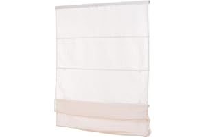 Ventanara Roleta rzymska, firanka rzymska, mocowanie zaciskowe, bez wiercenia, łącznie z materiałem montażowym, kremowa, 100 x 130 cm