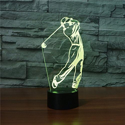 3D Led Illusion Table Lamp 7 Colors Change Night Light for Bedroom Home Decoration Wedding Birthday Christmas and Valentine Gift Artistic and Romantic Atmosphere(Golf)