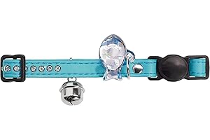 HUNTER Nowoczesna obroża dla kotów, sztuczna skóra, kamienie strasu, zamknięcie zabezpieczające, turkusowa, 250 g (6 sztuk)