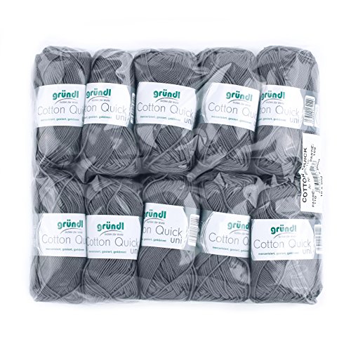 gründl 865-110 Cotton Quick Uni Wolle, Baumwolle, mausgrau, 29 x 12 x 7 cm