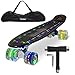 Produktbild Yorbay (Upgrade Version) 22" Retro Skateboard mit LED Deck, Tasche und T-Tool, mit USB Kabel aufzuladen (Deck transparent Schwarz/ LED Räder in 4 Farben)