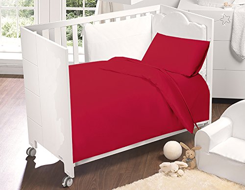 Love2Sleep 100% EGYPTIAN COTTON COT BED DUVET COVER 100 X 120 CM & PILLOWCASE SET : DEEP RED/ BURGUNDY