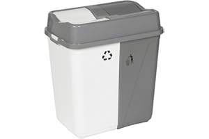 URBNLIVING 100L Duo Kitchen Bin Waste Garbage Can 2 Compartments With Bas Connectors (White/Grey)