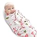 TALINU pink swaddle blanket for newborn babies 100% cotton with velcro fastners in a princess baby girl design with 2 year satisfaction guarantee - infant bundle sleeping bag / midwife recommended 0-3 month / 3-6 kg / baby wrap cloth / unicorn fairy magical baby blanket to create close safe feeling of mother´s womb / ideal during the summer