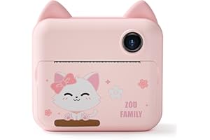 Andoer P1 fotocamera per bambini fotocamera istantanea stampante fotografica per bambini con 2 rotoli di carta da stampa scheda SD da 32 GB supporto WiFi utilizzabile su carta fotografica autoadesiva