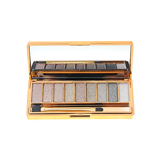 Augenschminke 9 Farben Wasserdicht Glitter Lidschatten Eyeshadow Palette mit Pinsel Style 6 - 7
