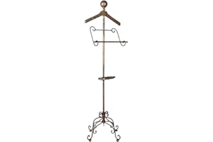 PALAZZO INT Men's Servant "Mr. Butler" – Mute Iron Antique Look Country House Style Clothes Rack with Hanger, Trouser Bar & Shelf Vintage Clothes Butler Height 150 cm Width 45 cm Depth 48 cm