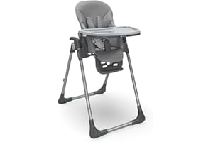 Venture Flare Baby High Chair, High Chairs for Babies and Toddlers with Adjustable Height and Backrest, Portable Baby Chair, Foldable High Chair, Easy Clean, Compact Easy to Store, 6 Months + (Grey)