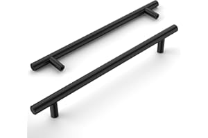 Amerdeco 20 Piezas Tiradores de Cocina 192mm Tiradores de Acero Inoxidable Negro para Armarios, Cajones y Puertas Correderas UK0009