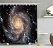 Produktbild ALLMILL Galaxy Duschvorhang, Sterne in Galaxy Spiral Planet Weltraum Nebel Astronomie Thema Image Print, Stoff Stoff Badezimmer Dekor Set mit Haken, schwarz violett