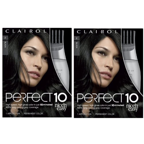 Clairol Perfect 10 By Nice 'N Easy Hair Color 002 Black 1 Kit (Pack Of 2)