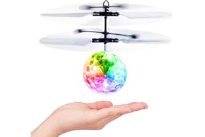 Boule Volante Lumineuse, Jouet Volant Flying Spinner Balle qui Vole Helicopter Avion Télécommandé Drone Enfant Jeux Extérieur Intérieur Cadeau Anniversaire Noël Garçon Fille Ado 8 9 10 11 12 Ans
