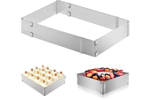 RITTE Molde Ajustable para Mousse, Acero Inoxidable Círculo de Mousse, Molde de Pastelería de Acero Inoxidable, Acero Inoxidable Ajustable Anillo de Mousse de Tarta para Elaboración de Bizcochos, Pasteles