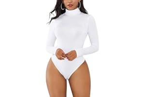 Sunnykud Bodysuit Stehkragen Langarm Damenbody Overall mit Rollkragen Pullover Freizeit Eleganter Jumpsuit Elastisch Stilvoller Unterzieh-Body Tops