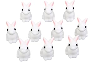 AVEKS Lot de 10 mini lapins de décoration, par exemple pour créer des paysages miniatures en mousse ou sur un bonsaï