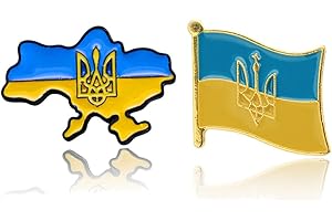LOUJIN 2PCS Ukraine Flag Ukraine Map Enamel Pins Ukrainian National Emblem Shield Shape Trident Brooches Badges Lapel Pins Jewelry Accessories