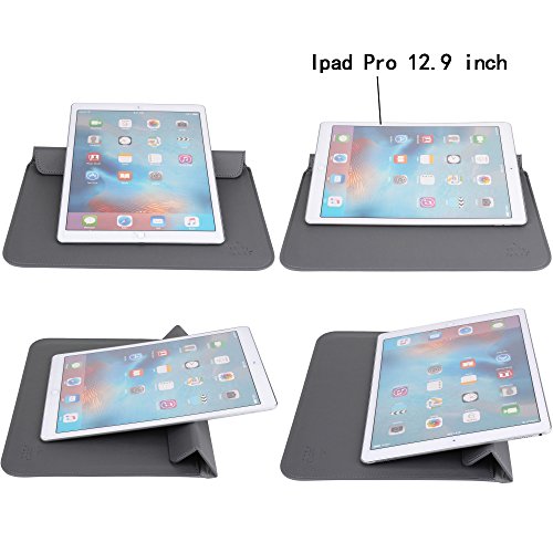 XGUO PU Ledertasche/ Hülle für MacBook Air 13.3 MacBook Pro Retina 13.3 zoll mit Halter Surface Pro 3/4 iPad Pro 12.9 Sleeve Hülle Tasche mit Ständer Erhöhung Schutzhülle(13.3 Zoll, Grau) - 5