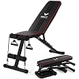 Adjustable Weight Bench with Resistance Band Foldable Strength Training Utility Benches Workout Bench Flat Incline Decline Bench Press for Home Gym Dumbbell Exercise