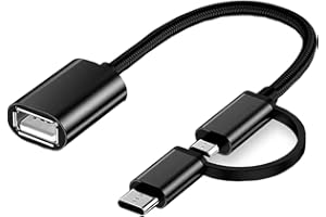 SOOIIYU Adattatore 2 in 1 da USB C/Micro a USB, USB C a USB, Convertitore da Micro a USB Cavo Adattatore OTG, Compatibile con MacBook Pro Android Google Samsung Galaxy S21 S22 S23 Note 20/10 A53, Nero