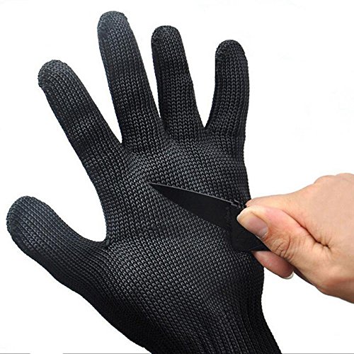 HULISEN Arbeiten Möchten Schnittfeste Anti Abrieb Sicherheit Handschuhe schnittfest Level 5 Wild Selbstverteidigung Supplies (Schwarz) - 4