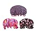 G2PLUS 3PCS Reusable Shower Caps Women's Stylish Spa Cap New Arrival Double Layers Bathing Hat (Polka Dots on Red)