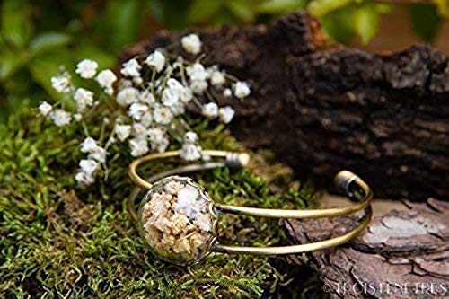 Brazalete de gypsophila - Pulsera de flores secas naturales -boho vintage botánico - v - Aniversario - Regalo de Dama de Honor - Regalo cumpleaños