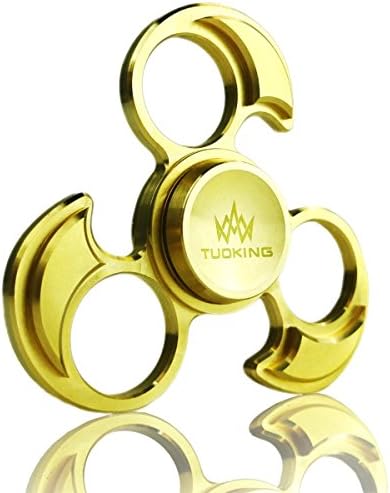 TUOKing Hand Fidget Spinner, Spin 3-5 Minutes, EDC ADHD Focus Tri-Spinner Toys Pure Brass Durable Metallic Material Si3N4 Ceramic Bearing DIY Hollow Tricyclic Skeleton With Gift Box