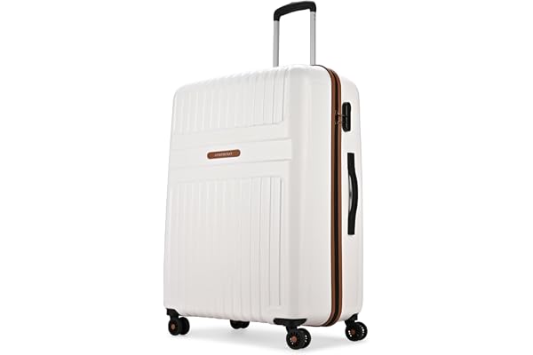 Aristocrat Atlas Check-in Trolley Bag 66cm Medium Hard Luggage Smooth 8-Wheel Suitcase Secure Combination Lock with Sturdy Zipper Full Fabric Convipack 3-Year Warranty (Pearl White)
