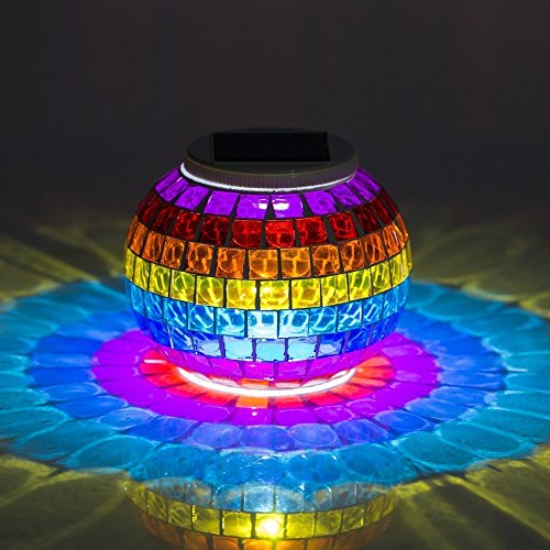 Preisvergleich Produktbild Redlution Solar Tischleuchte RGB Farbwechsel LED Solarlampe Nachtlicht Mosaik Lampe Wasserdichte Solar Leuchte für Garten, Patio, Tabelle, Zimmer (RGB)