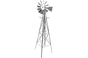MAXSTORE STILISTA Gigantisches Windrad im US-Style aus Stahl, Höhe 245cm, Rotor 55cm, kugelgelagert, in vers. Farben, Silbergrau