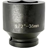 Hugwish Socket wrench 36 mm 1/2 inch 6 sided, 36 mm 1/2 socket wrench, chrome molybdenum steel, CR-MO