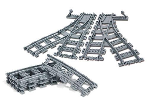 Modbrix 30 teiliges City Bausteine Schienen Set bestehend aus Flexible Schienen und Weichen, kompatibel mit L*go - 3
