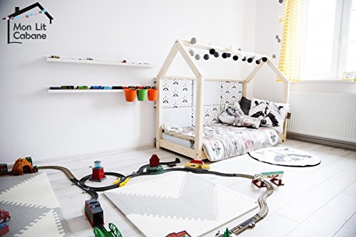 Monlitcabane Lit cabane G Bois Massif + sommier. 90X190