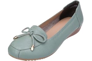 Jamron Femmes Cuir Véritable Chaussures de Confort Semelle Souple Ballerines Bas Talon Compensé Chaussons