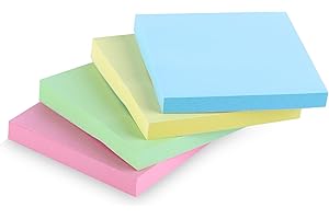 Ciusdkler 400 Sheets Sticky Notes Set -Color Collection, Set of 4 Pads (100 Sheets per Pad),Blue, Pink, Green, Yellow-76x76mm, Self Adhesive Removable Stick Note Pads for Office, Home & School Use