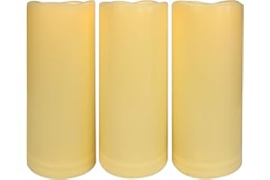 CANDLE IDEA 3 velas LED impermeables sin llama de 8 pulgadas, 1000 horas de duración de la batería/parpadeante, funciona con pilas, velas LED grandes para exteriores, decoración de festivales, etc.